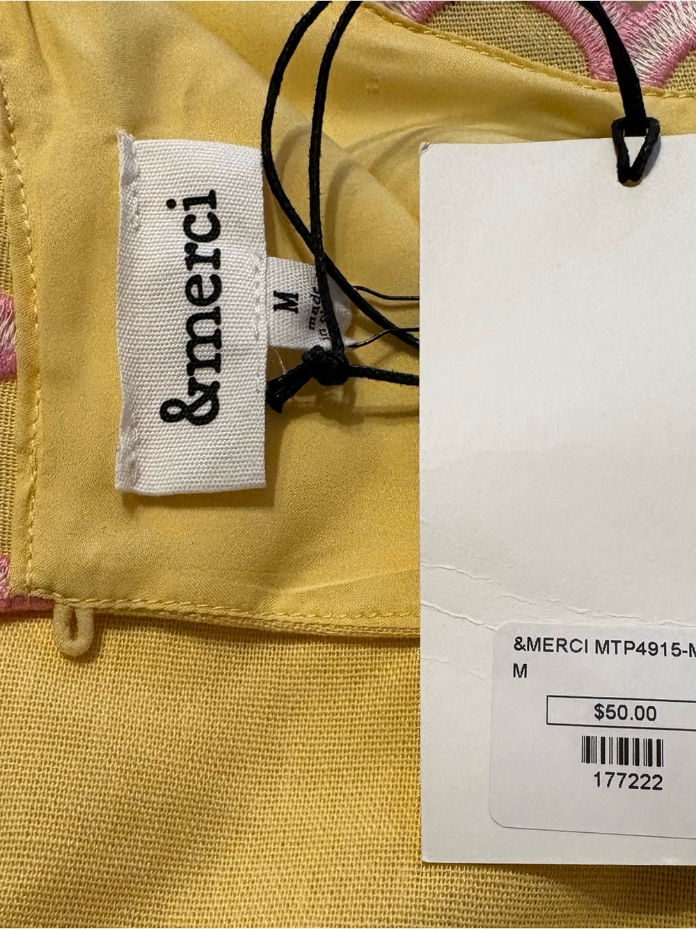 Embroidered Yellow Floral Sleeveless Lined Top by &merci - Picture 2 of 3
